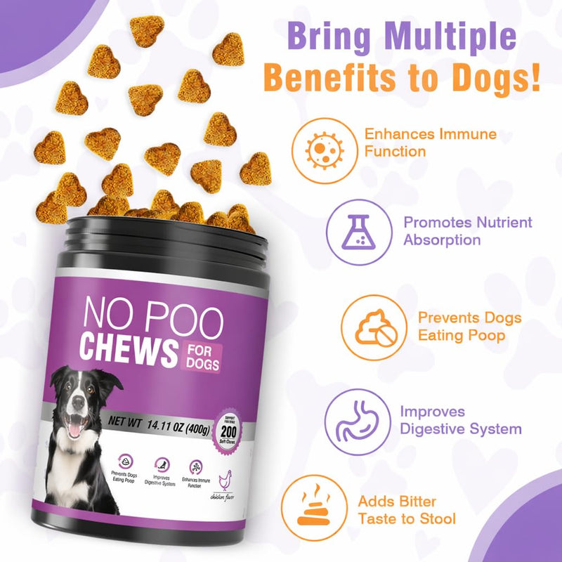 No Poop Eating Deterrent for Dog Supplement with Digestive Enzymes&Probiotics-Coprophagia Deterrent for Dogs