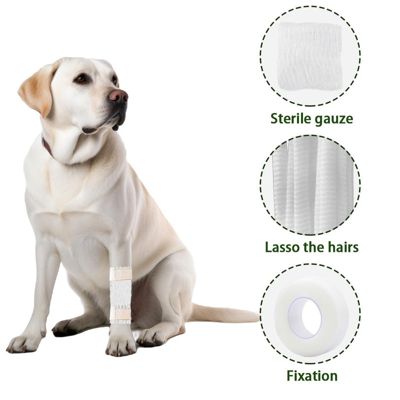 16pcs Dog Tail Protector Dog Ends Starter Pack with Self-Adhesive Pet Bandage Wrap Dog Tail Mesh Dressing Cover Breathable Patch Dog Bandages for Wounds of Dogs Cat Animals - BeesActive Australia