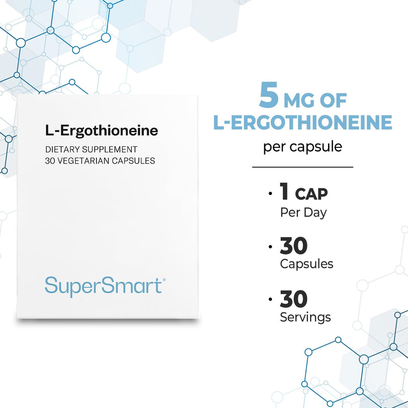 Supersmart L-Ergothioneine Supplement 5mg per Day (Advanced Antioxidant) | Non-GMO - 30 Vegetarian Capsules