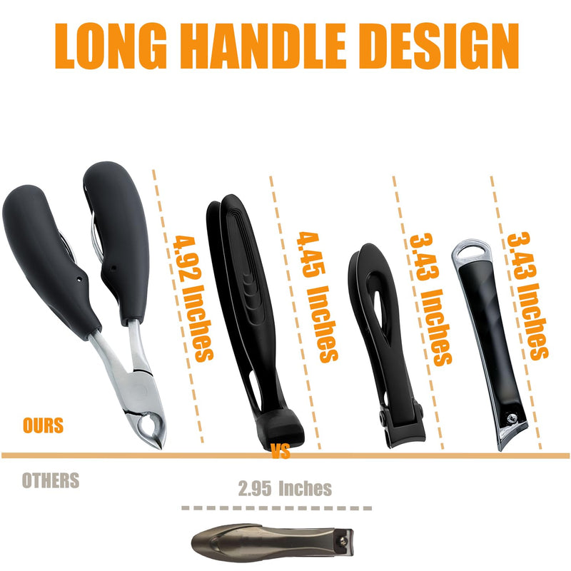 Precision Stainless Steel Heavy Duty Angled Head,Wide Jaw Clippers for Seniors and Man,Ingrown Toenail,Thick Nail.Extra-Long Handle, Extra-Large Slanted Nail Cutter. Men,Women,Elderly.7Pcs (7PCS NAI) 7PCS Nai - BeesActive Australia