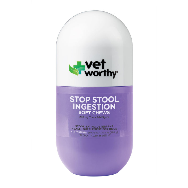 Vet Worthy Coprophagia Deterrent for Dogs - Pet Supplement with Chamomile, Yucca Schidigera to Stop Stool Eating for Dogs - Contains Parsley to Naturally Freshen Breath - 60 Soft Chews