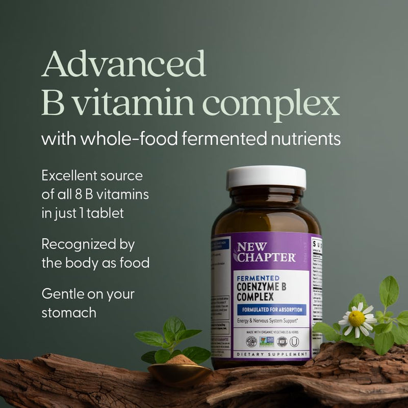 New Chapter Fermented Coenzyme B Complex, 90 Count | Rich in Vitamin B12, Vitamin B6, and Biotin for Energy, Brain, and Beauty Support, with Organic Ingredients, One Daily 90 Count (Pack of 1)