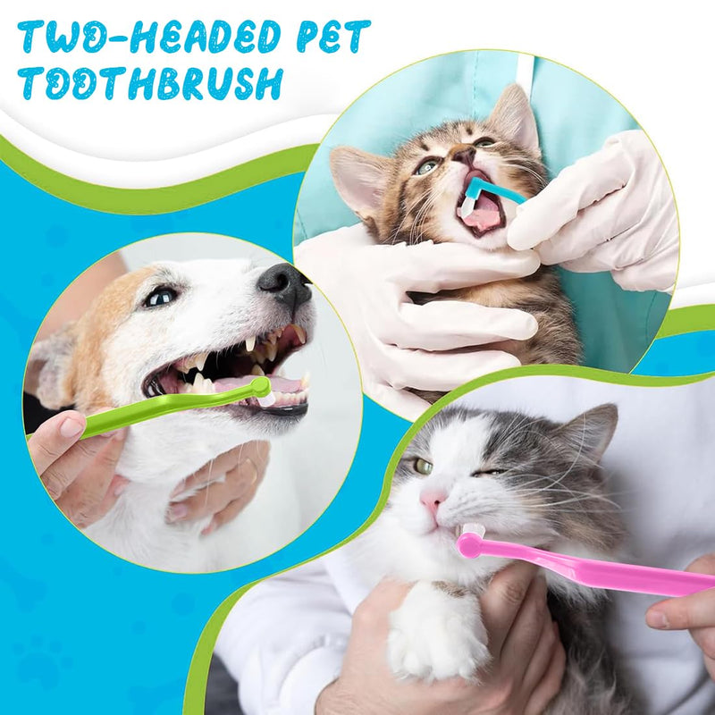 JEYORZY Pack of 3 cat toothbrushes, dog toothbrush, dental care for cats, double-sided cat tooth cleaning brush with microbrush head and curved handle, deep cleaning for cat dental care accessories - BeesActive Australia