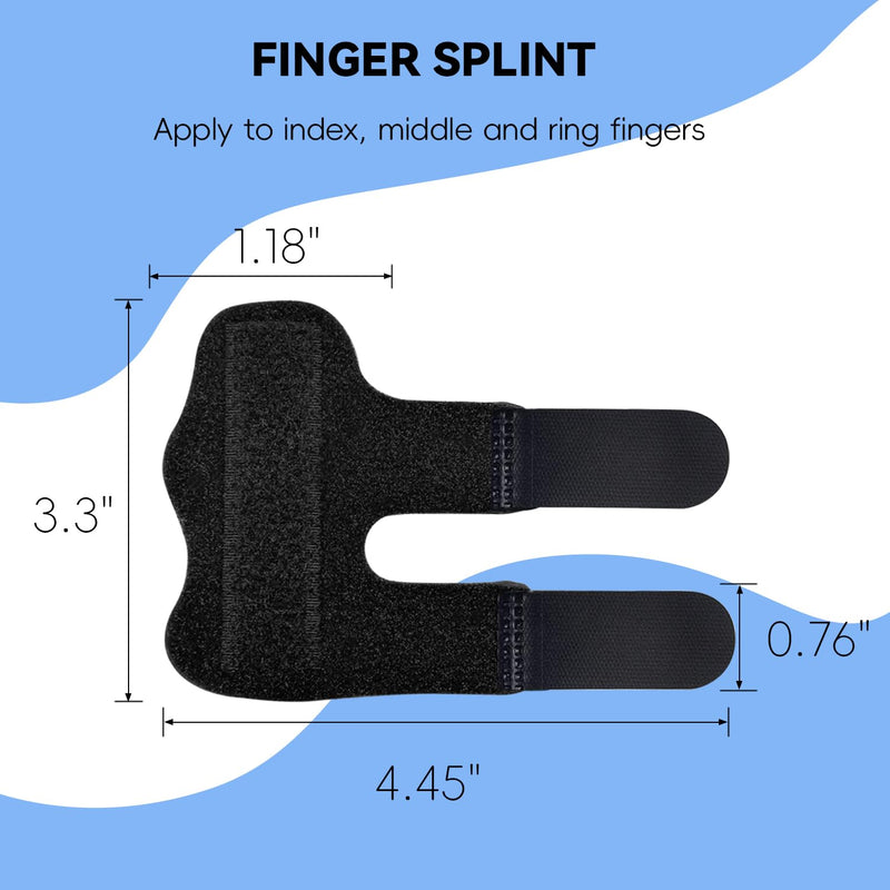 Finger Splint, Universal Trigger Finger Brace for Broken/Arthritis Pain and Sprain Relief, Splints for Middle, Index, Ring (2 Pack,Black) Black