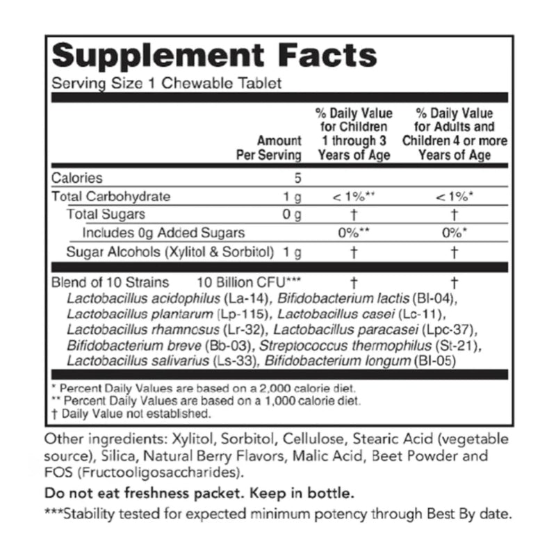 Rachel’s Pro Berry Chewables 10 Billion strains, gastrointestinal, Children and Adult 50 chewables Great Taste