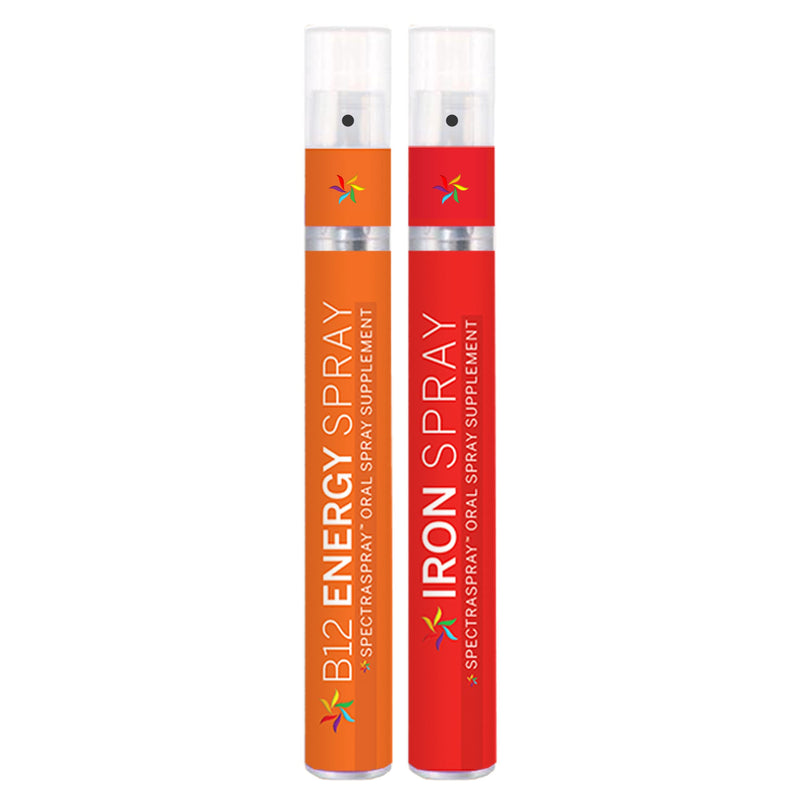 SpectraSpray Iron & B12 Liquid Vitamin Oral Spray Kit - Food Grade Iron as an Essential Daily Mineral and B12. Vegan, Gluten Free & Highly Effective, 30 Day Supply per Spray | Iron Power Kit, Food Grade Ferrazone Iron as an Essential Daily Mineral and ...