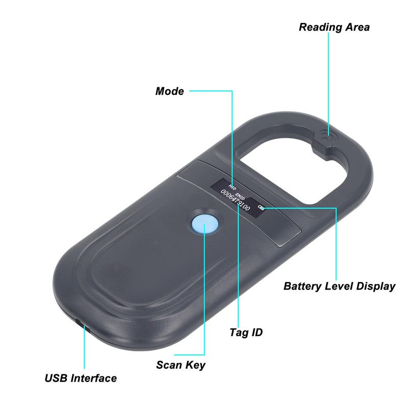 Animal Chip Reader, 134.2KHz Pet Microchip Scan, ISO11784 85 FDX B and EMID Pet ID Reader, Rechargeable Pet Microchip ID Scanner for Dogs - BeesActive Australia