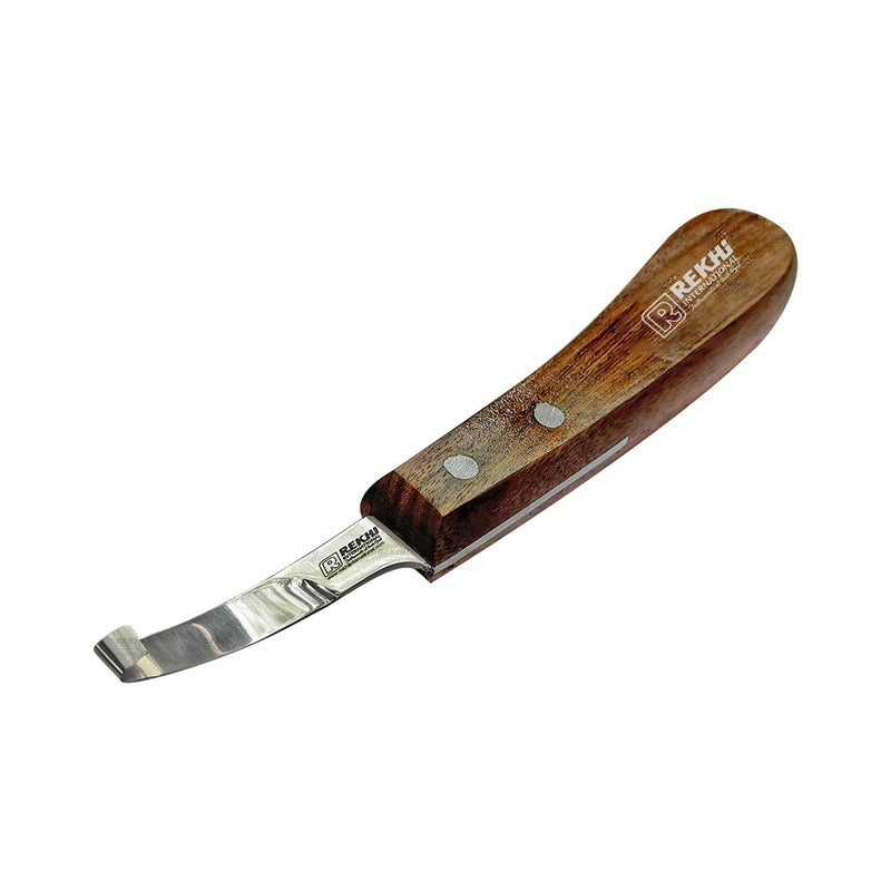 Rekhi Farrier Hoof Knife Narrow with Wooden Handle – Precision Hoof Care Tool for Horses, Cows, and Goats, Durable Rust-Resistant J2 Stainless Steel Blade, Farrier and Equestrian Hoof Care Knife