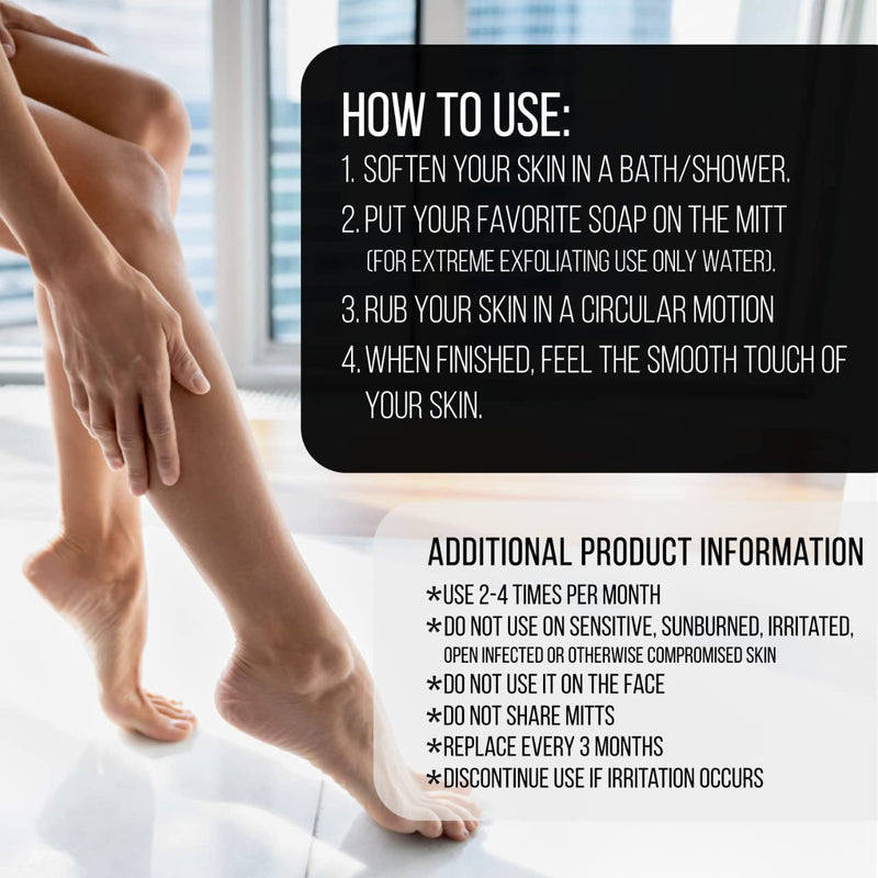 Exfoliating Body Scrub for Bath & Shower Use - Face Scrubber & Body Exfoliator for Dead Skin Remover - Korean Exfoliating Glove Shower Scrub for Men and Women - Pair All Black Black Pair - BeesActive Australia