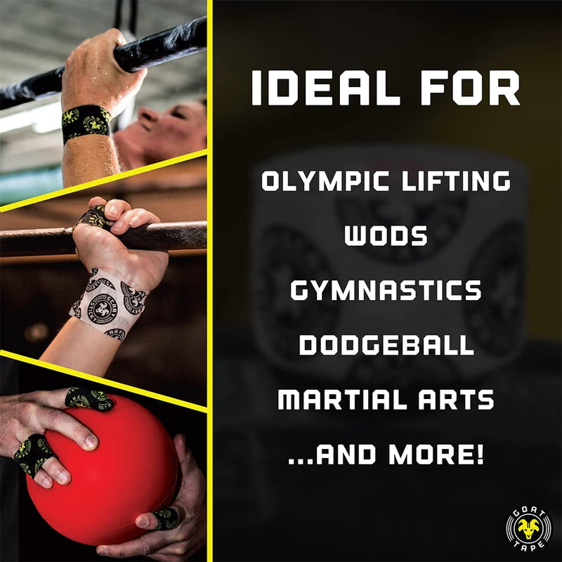 Scary Sticky Premium Athletic Tape, Ultra-Sticky Thumb, Finger & Wrist Tape for Weightlifting, Hook Grip & Cross Workout, Cotton, Latex-Free, 10 Yards, Black/Yellow, 2 Rolls Black & Yellow Pack of 2 - BeesActive Australia