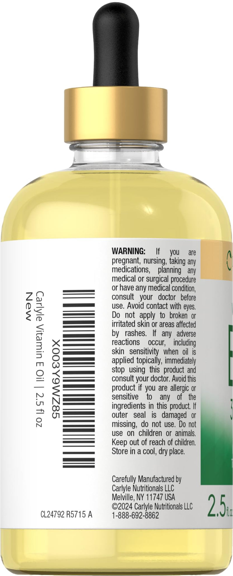 Carlyle Vitamin E Oil | 30,000 IU | 2.5 fl oz | Ingestible & Topical Grade | Moisturizing for Skin | Vegetarian, Non-GMO, Gluten Free Supplement - BeesActive Australia