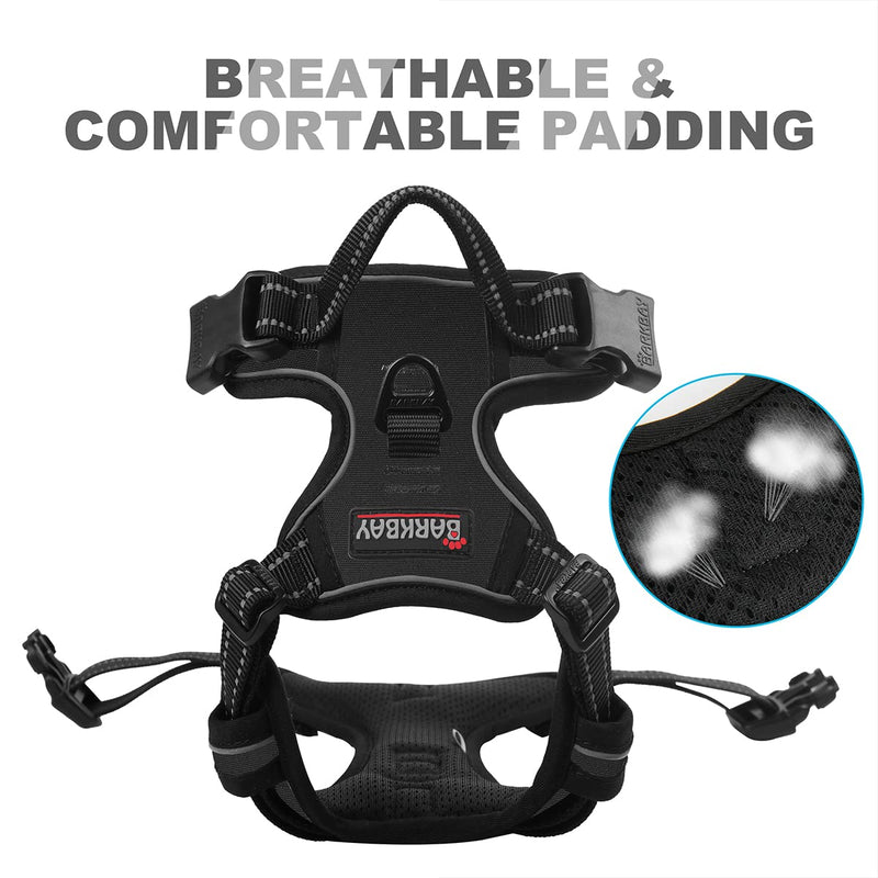 BARKBAY No Pull Dog Harness Front Clip Heavy Duty Reflective Easy Control Handle for Large Dog Walking(Black,L) Large(Chest:27-32") Black - BeesActive Australia