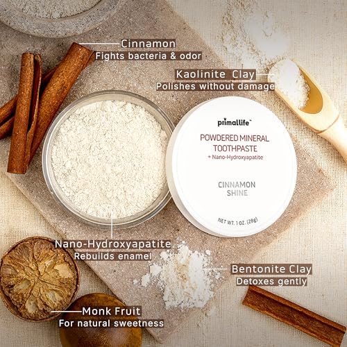 Primal Life Organics - Dirty Mouth Toothpowder, Flavored Essential Oils with Natural Kaolin & Bentonite Clay, Organic, Vegan (1 Ounce (Pack of 1), Cinnamon) 1 Ounce (Pack of 1)