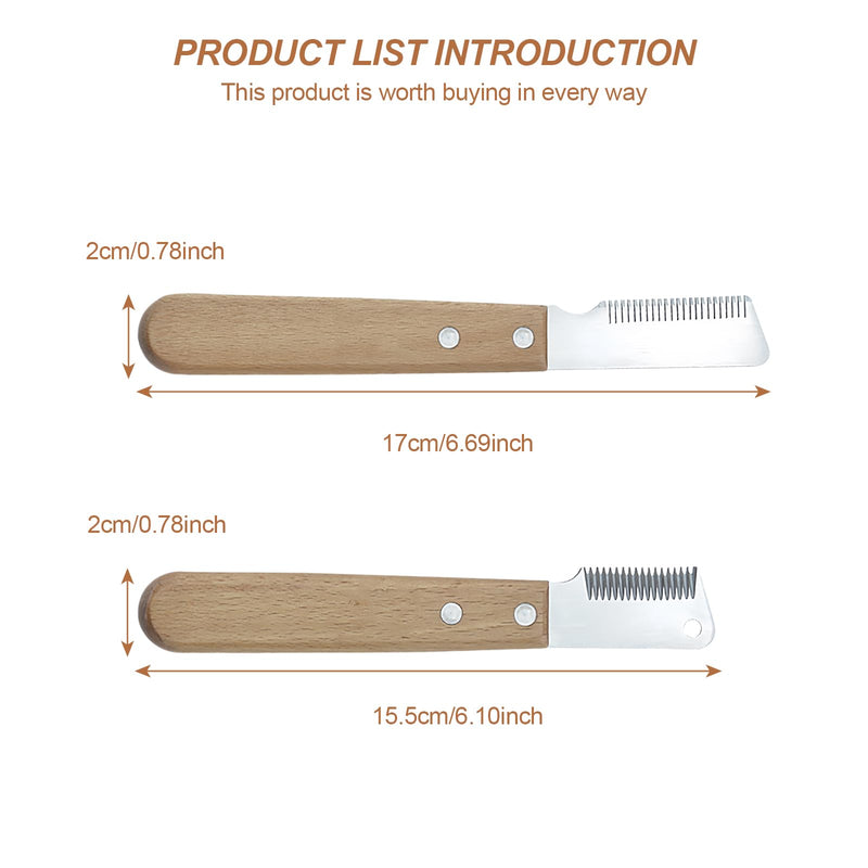 Pack of 2 trimming knives for dogs: trimming knives for dogs, hair removal knives and hair removal combs, professional trimming knives, ergonomic handle, used for dogs, cats - BeesActive Australia