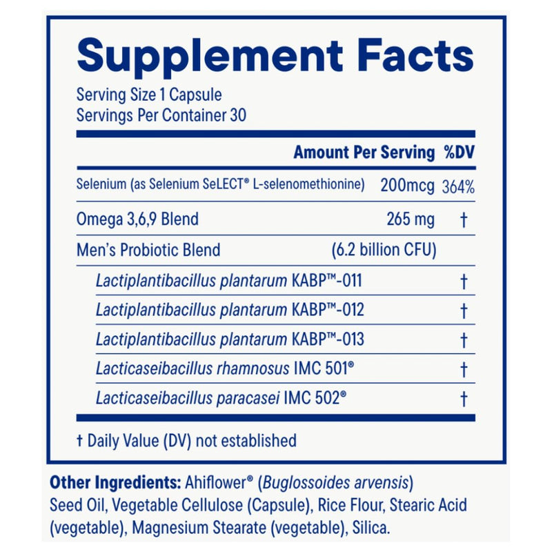Daily Nouri Probiotics for Men | Men's Vitality, Gut Microbiome & Colon Health Support | 5 Clinically Studied Strains + Selenium & Vegan Omega | 30-Day Supply (Pack of 2) 30 Count (Pack of 2)