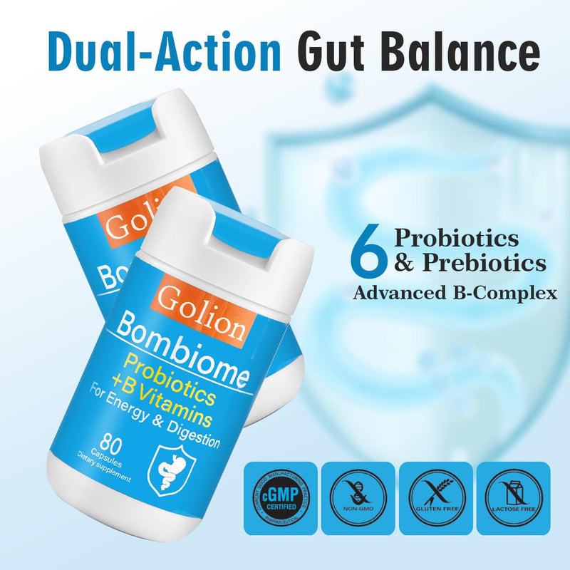 Golion Advanced Probiotics Vitamin B Complex, Men and Women | Multi-Strain Formula with Prebiotics, Gut Health Digestion Support, Energy, Immunity, Sleep Quality and Metabolism