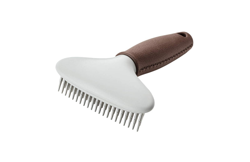 HUNTER SPA detangling curry comb, double row, for removing loose hair and dandruff, 16 x 11.5 cm, gray / brown, 41 teeth