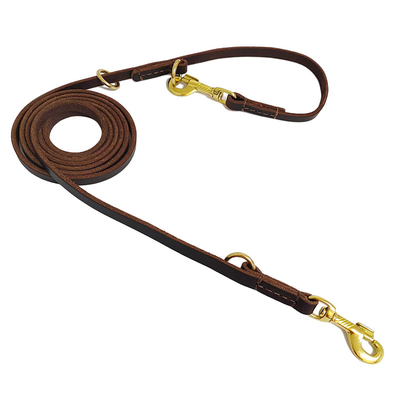 LWBMG Multi Function Leather Dog Leash 8ft Genuine Leather Leash for Dogs Hands Free Pet Leashes Double Ended Pet Training Leashes for Small Medium Large Dogs 8ft x 1/2inch Brown - BeesActive Australia