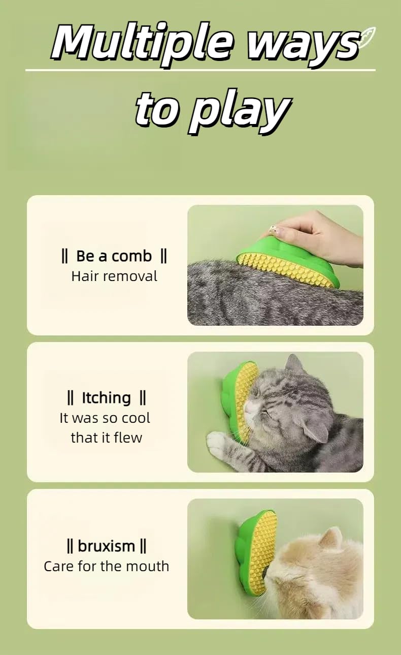 2Packs Self Grooming Tool with Catnip, Wall Corner Scratcher, Massage Brush for Long & Short Fur Cats and Puppies - BeesActive Australia