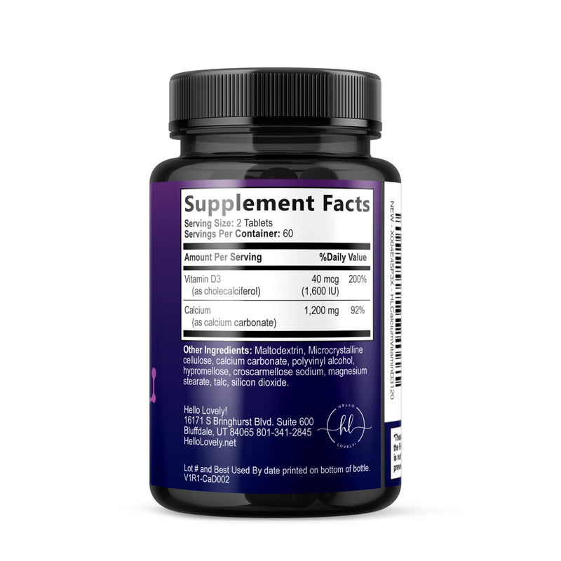 Calcium 1200 mg per Serving with Vitamin D3 - Bone Health Support Supplement, Calcium Supplements for Women & Men - Bone Strength, Teeth, Immune Support, Calcium Carbonate, USA Bottled - 120 Tablets 120 Count (Pack of 1)