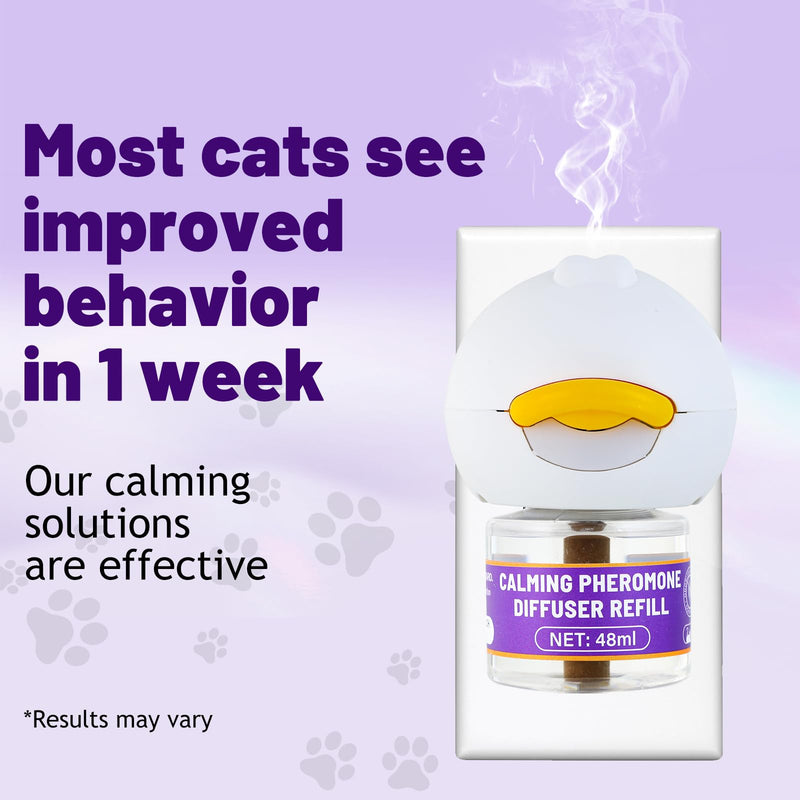 3 x 30 Day Cat Pheromones Calming Diffuser, Cat Calming Diffuser Refills for Stress, Pee Spraying, Aggression, Excessive Meowing & Scratching, 1 Diffuser & 3 Refills GREEN