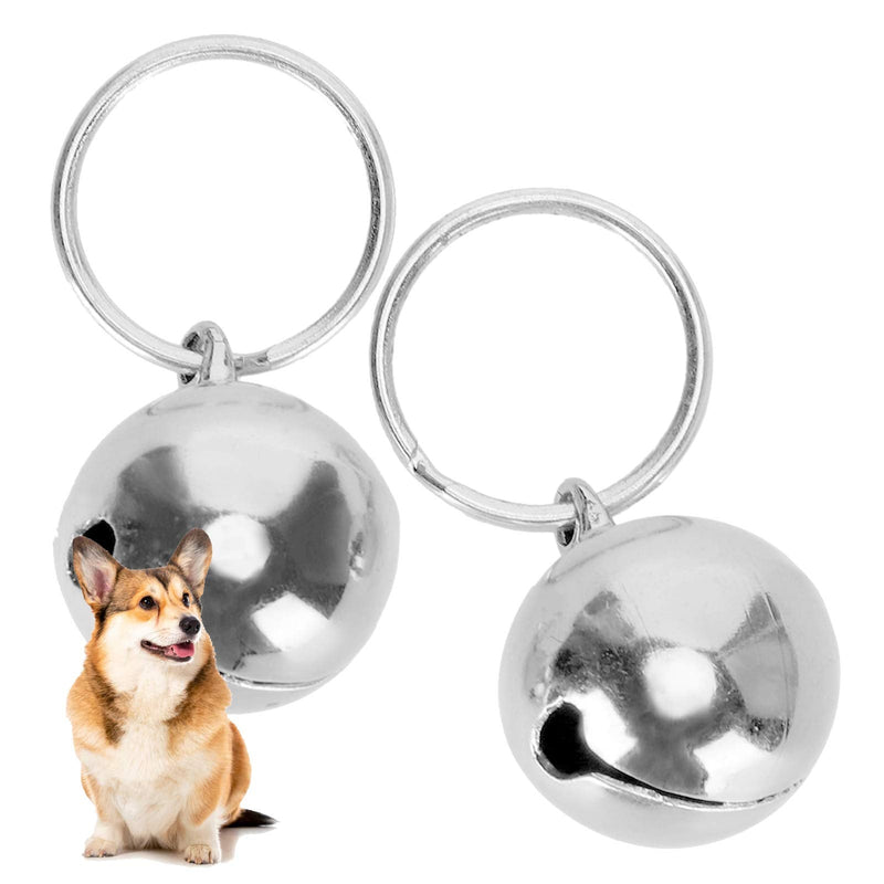 GLOGLOW Pet Copper Bells, 2 Pcs Rust Resistant Anti‑Lost Copper Bells Crisp Sound Round Collar Decoration Fashionable Necklace Decor for Dog Cat Silver - BeesActive Australia