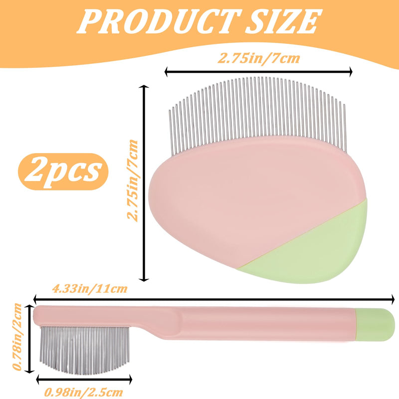 2Pcs Professional Eye Comb for Pets Stainless Steel Dog Eye Comb Gentle Facial Combs for Dogs & Cats Stress-Free Tear Stain Dirt and Debris Remover Comfortable Grip for Daily Pet Grooming S+M