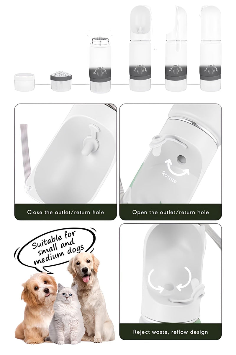 Stainless Steel, Dog Water Bottle Leak Proof Portable Dog Travel Bottle, Portable Water Bowl for Dogs,Travel Dog Water Bowl, Water Dispenser for Dogs, Dog Travel Bowl Puppy Water Dispenser (14oz) - BeesActive Australia