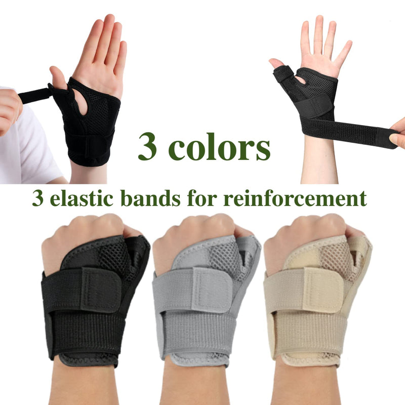 Upgraded Thumb & Wrist Brace for Left or Right Hand - Spica Splint Brace for Carpal Tunnel, Tendonitis, & Arthritis in Hands or Fingers，Universal Size Thumb Support for Arthritis, Tenosynovitis Medium Left and right universal-Grey-Medium