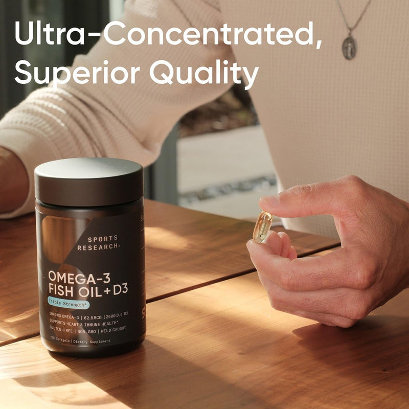 Sports Research¬Æ Alaskan Omega-3 Fish Oil 1040mg + Vitamin D3 2500iu - Supports Brain & Heart Health - MSC Certified Sustainable ¬∑ Wild-Caught ¬∑ Non-GMO ¬∑ Triglyceride Form - 120 Count Softgels - BeesActive Australia