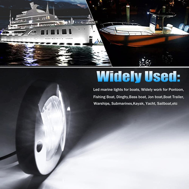ALFU 10Pcs White DC 12V 3 Inch Round Marine Boat Interior Lights Transom Mount Led Stern Anchor Lights LED Night Fishing Lights IP67 Waterproof Deck LED Courtesy Light 10Pcs(White) - BeesActive Australia