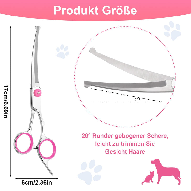 Jostift dog scissors, curved scissors, dog grooming scissors for dogs and cats, professional round grooming dog scissors, stainless steel grooming scissors, dog grooming scissors for cats and other pets, pink - BeesActive Australia