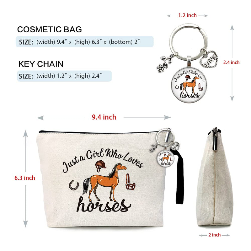 Just a Girl Who Loves Horses Cosmetic Bag，Horses Lover Gifts，Equestrian Gifts for Girls，Horse Lover，Equestrian Travel Cosmetic Bag，Equestrian Gifts，Horseshoe Gift，Horse Cosmetic Bag - BeesActive Australia