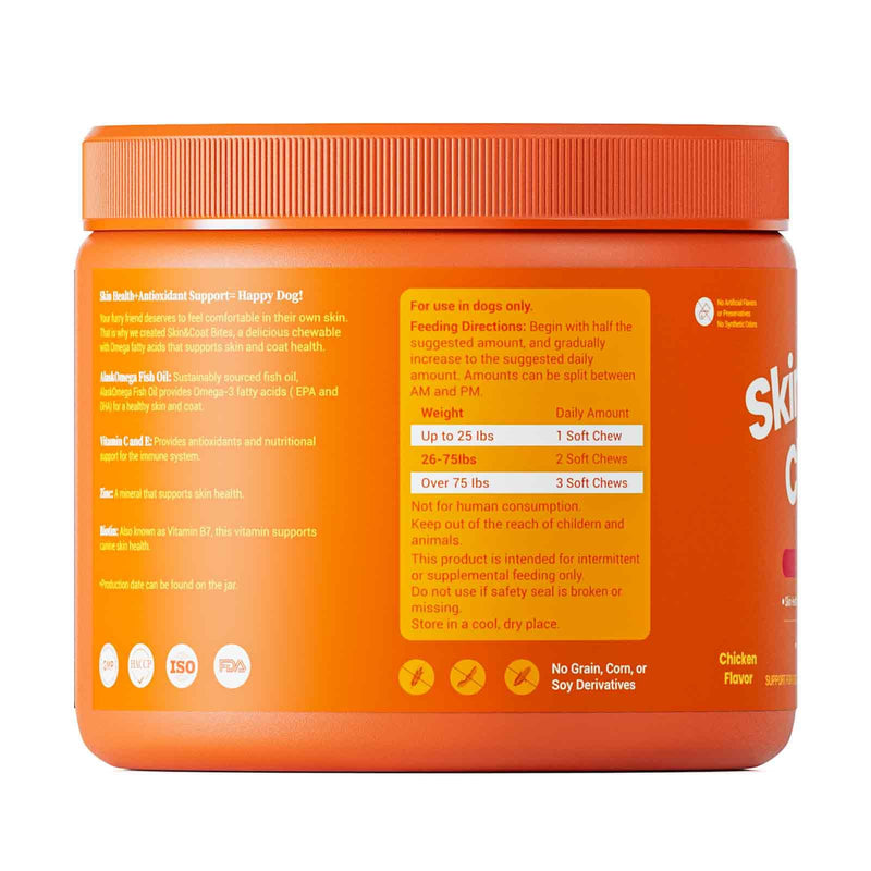 Omega 3 Fish Oil Chews for Dogs - AlaskOmega EPA & DHA Fatty Acids, Skin & Coat Health, Hip & Joint Support, Chicken Flavor Soft Chew Supplement for All Breeds & Sizes, 120 Count