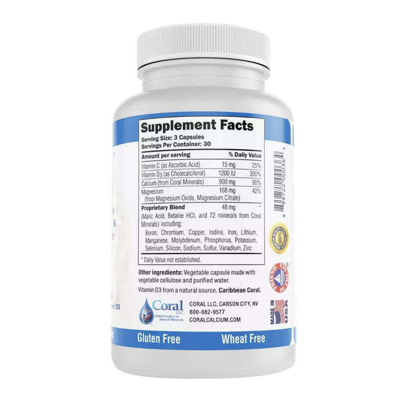 Coral Complex 3 Calcium Supplement Vitamin D3 & Magnesium – 900 mg Bioavailable Coral Calcium for Bone Strength, Joint Support & pH Balance – Trace Minerals, Non-GMO, 300 Veg Capsules 300 Count (Pack of 1)