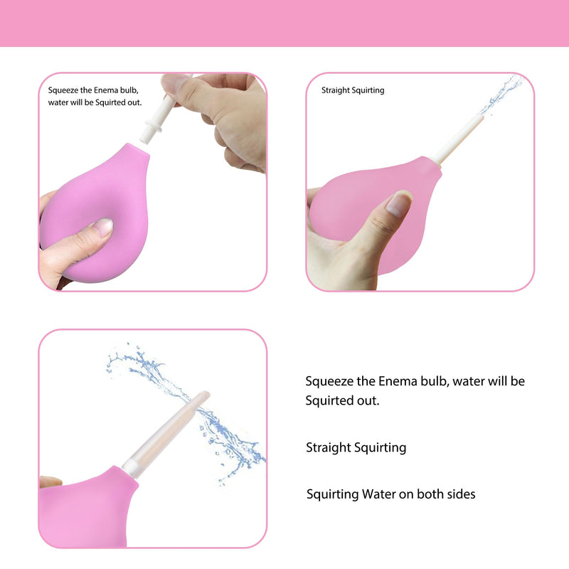 TopQuaFocus 8oz Enema Bulb Kit Anal and Vaginal Douche Bulb for Men Flushing System Enemas Silicone Bulb 4 Replaceable Tips (Pink, 224ml) Pink