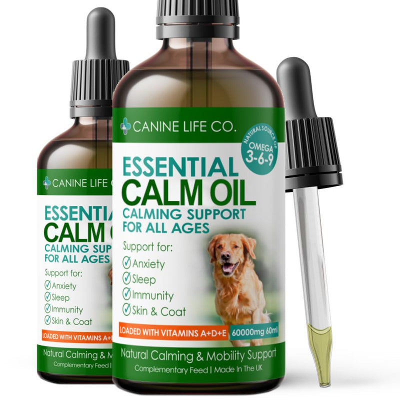 Canine Life Dog Calm Oil (60ml) Made from Pure Hemp Seed Oil for All Breeds, Natural Calming Support, Joint & Skin Health 60ml