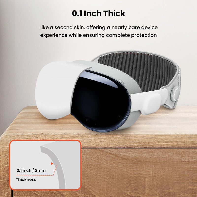 Case Cover for Apple Vision Pro: GEEKERA Impact-Resistant Soft Silicone Protector with Anti-Fingerprint and Non-Slip, Compatible with Apple Vision Pro VR Headset 2024 Accessories White - BeesActive Australia
