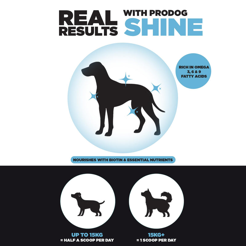 ProDog Shine Skin & Coat Conditioner Supplement for Dogs - Glossy Coats & Healthy Skin - Reduces Itching, Moulting & Odour - Supports Digestion, Immunity & Overall Well-Being (66 Servings) 200g - 66 Servings