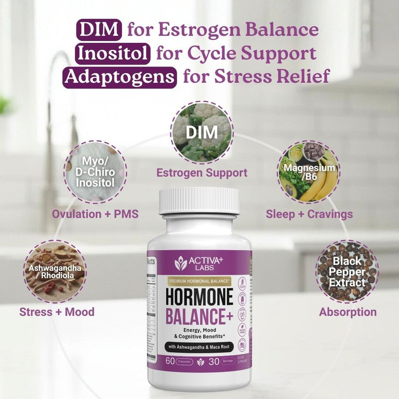 Hormone Balance Supplement for Women, Libido & Mood, Energy | Womens Hormone Balance Supplements, Focus & Cycle Comfort Support, Gluten, Soy & Lactose Free, 30 Day Supply 60 Count (Pack of 1)