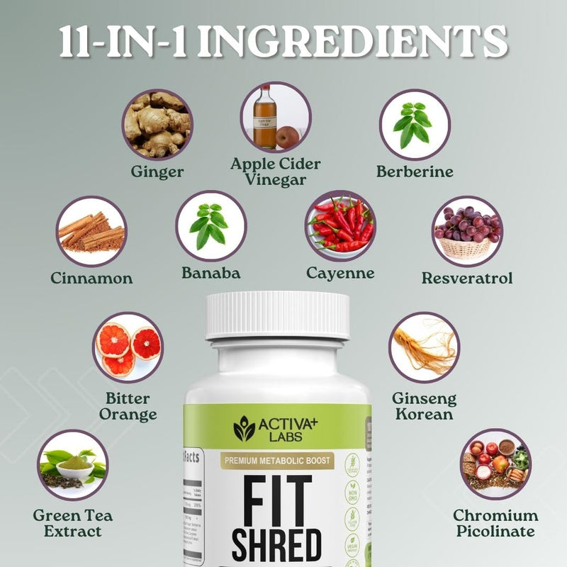 Fit Shred 11-in-1 Herbal Supplement, Metabolism Support, Energy | Shred Supplements for Energy, Digestion & Daily Wellness, Herbal Blend, Non-GMO, Vegetarian, 30 Day Supply 30 Count (Pack of 1)