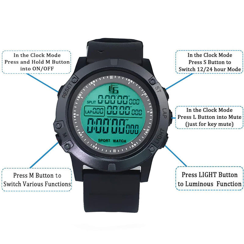 Men Digital Sports Watch with Finger Grip Whistle Waterproof Soccer Referee Watch with Stopwatch Backlight Alarm Date Dual Time On/Off Switch Coach Referee Timer - BeesActive Australia