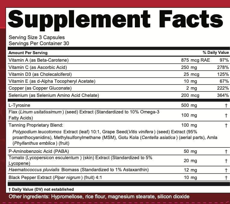 Clean Nutra Astaxanthin 12mg Lycopene Supplement with Vitamin A C D3 E, L-Tyrosine, Selenium, Flax, Grape Seed, Gotu Kola, Amla, Black Pepper, 90 Complex Veggie Capsules