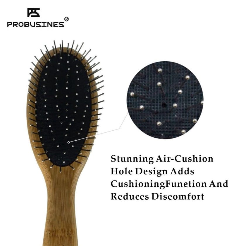 PROBUSINES-Pet Dog Brush Natural Bamboo Fiber Eco-Friendly Pet Grooming Dog and Cat Double-Sided Needle and Bristle Pet Deshedding Brush - BeesActive Australia