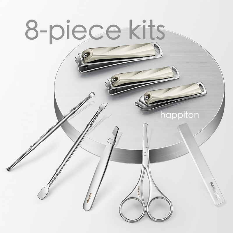 8-Piece Manicure Pedicure Set-Stainless Steel Nail Clippers Toenail Fingernail Cutters with Travel Case Complete Grooming Kit (Green) Green - BeesActive Australia