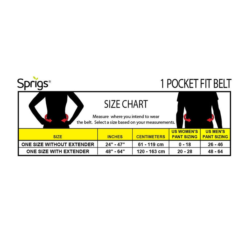 Sprigs Fit Belt 1 Pocket Slim Fanny Pack for Women & Men, A Sweat Resistant Waist Pack That Can Be Hidden. Money Belt and Fanny Pack Used for Fitness, Travel, Working Out, & Running Gray Blitz/Black
