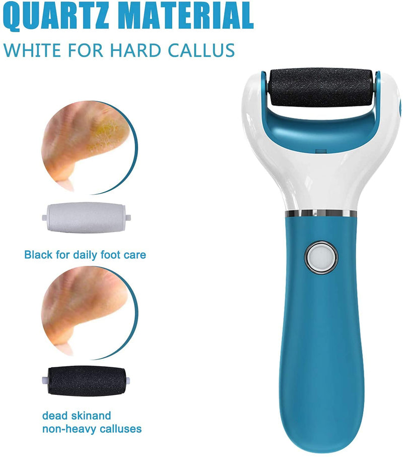 Electric Foot File Callus Remover Professional, 2-Speed Rechargeable Pedicure Tool for Remove Calluses, Dry, Hard, Dead, Cracked Skin, Includes 2 Coarses (Blue) - BeesActive Australia
