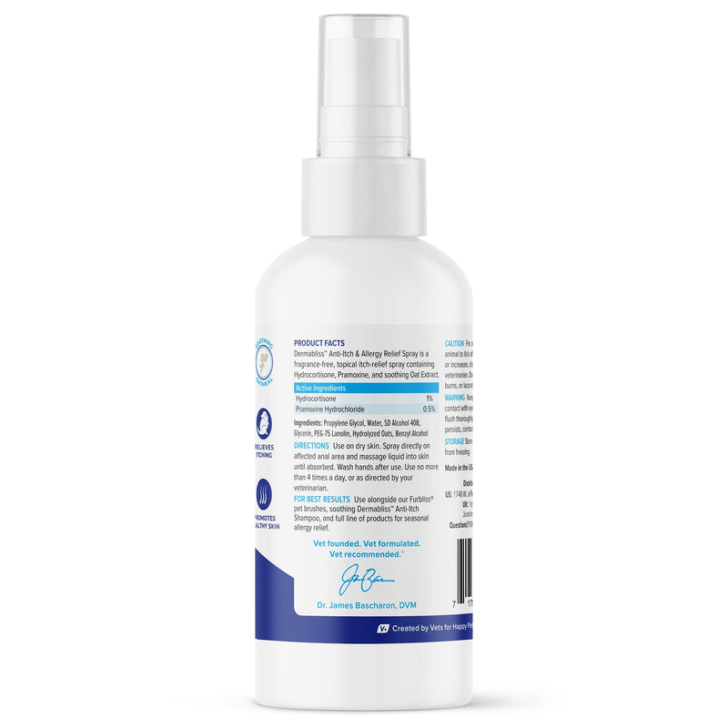 Vetnique Dermabliss Dog Allergy Anti Itch Spray (4oz) & Dermabliss Itch Relief Allergy Soft Chew Supplement (30ct) - PawsPlanet Australia