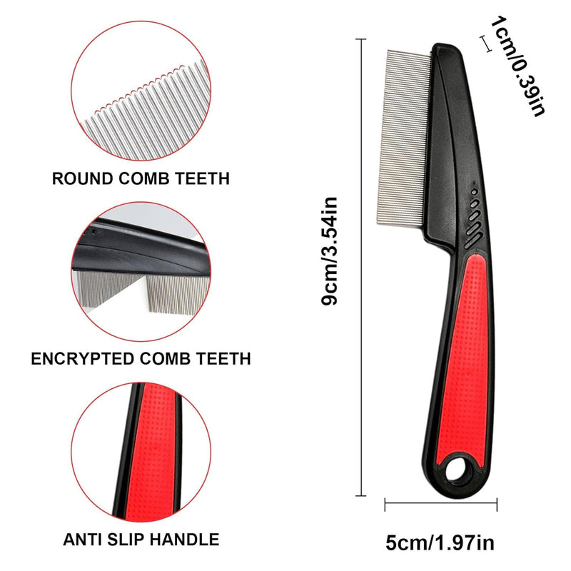 Flea Comb for Dogs & Cats, Stainless Steel Lice Comb, Fine Teeth Pet Comb, Professional Scalp Care Tool, Prongs for Gentle Grooming, for Adult Pet - BeesActive Australia