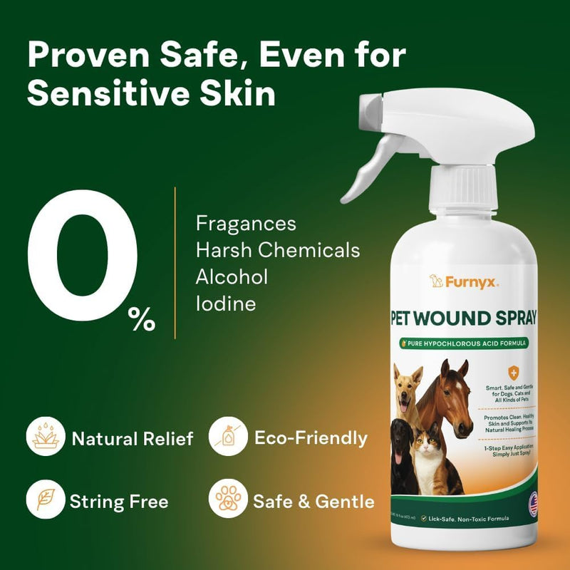 Sting-Free Wound & Skin Care Spray for Dogs, Cats & Pets | Vet-Grade Repair Mist for Cuts, Hot Spots, Rashes, Burns & Itch Relief | Non-Toxic, No Alcohol, Lick-Safe, No Residue (8 fl oz) 8 Oz